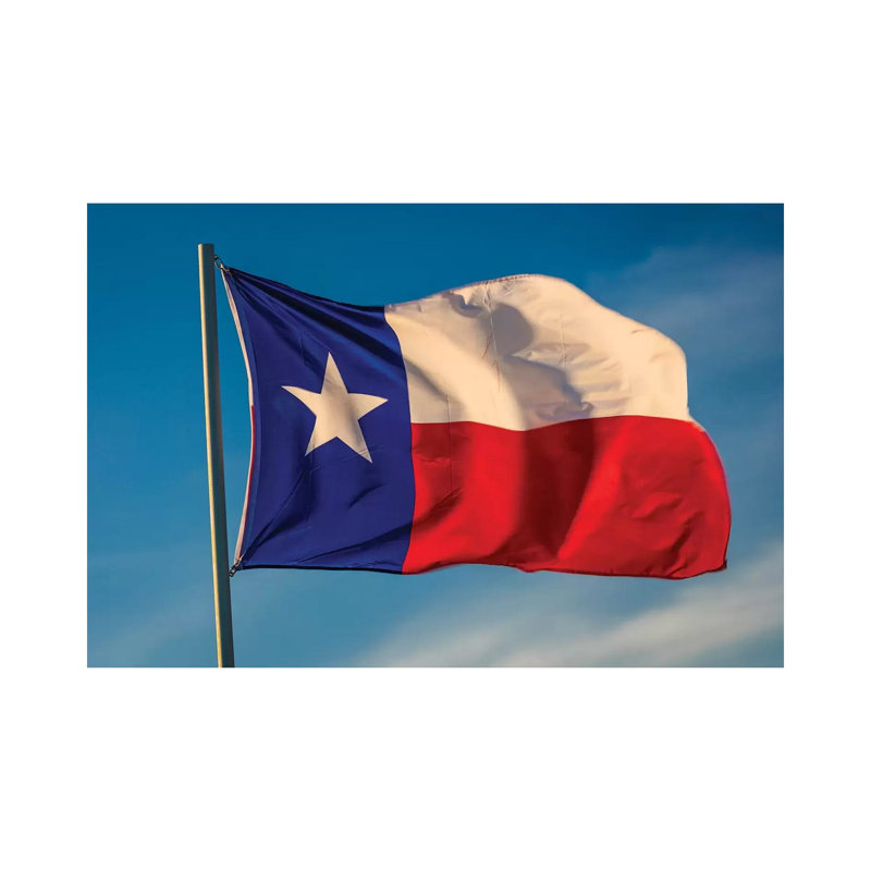 Texas "Lone Star" Flag Stands Out Against A Cloudless Blue Sky, Houston, Texas by Panoramic Images - Wrapped Canvas Gallery-Wrapped Canvas Giclée