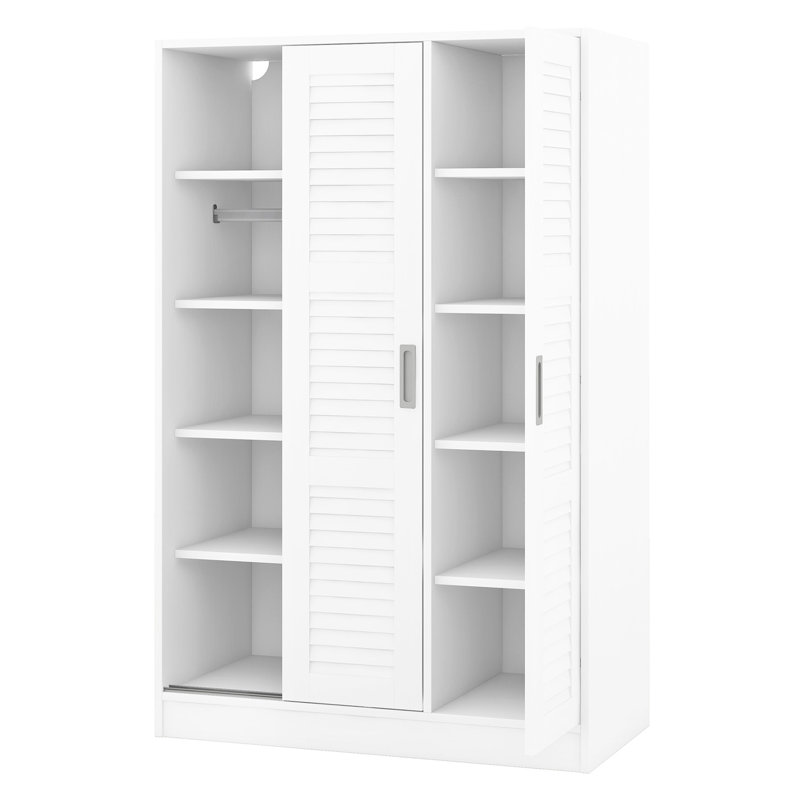 Armoire moderne à 3 portes avec rangement sur tablette, blanc