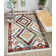 Southwestern Machine Made Power Loom Area Rug in White/Red