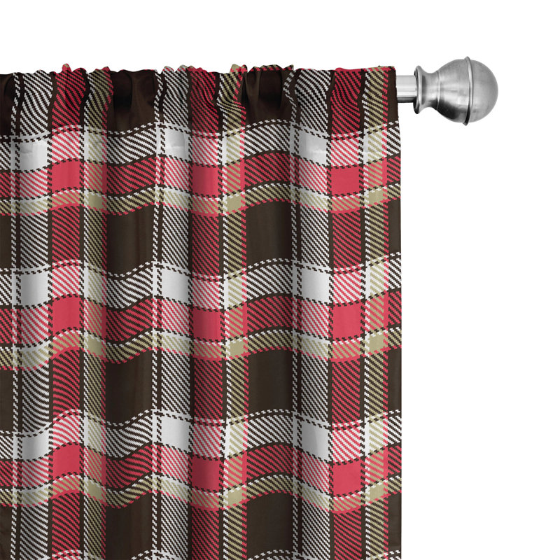Black and Red Checkered Polyester Room-Darkening Curtain Panels