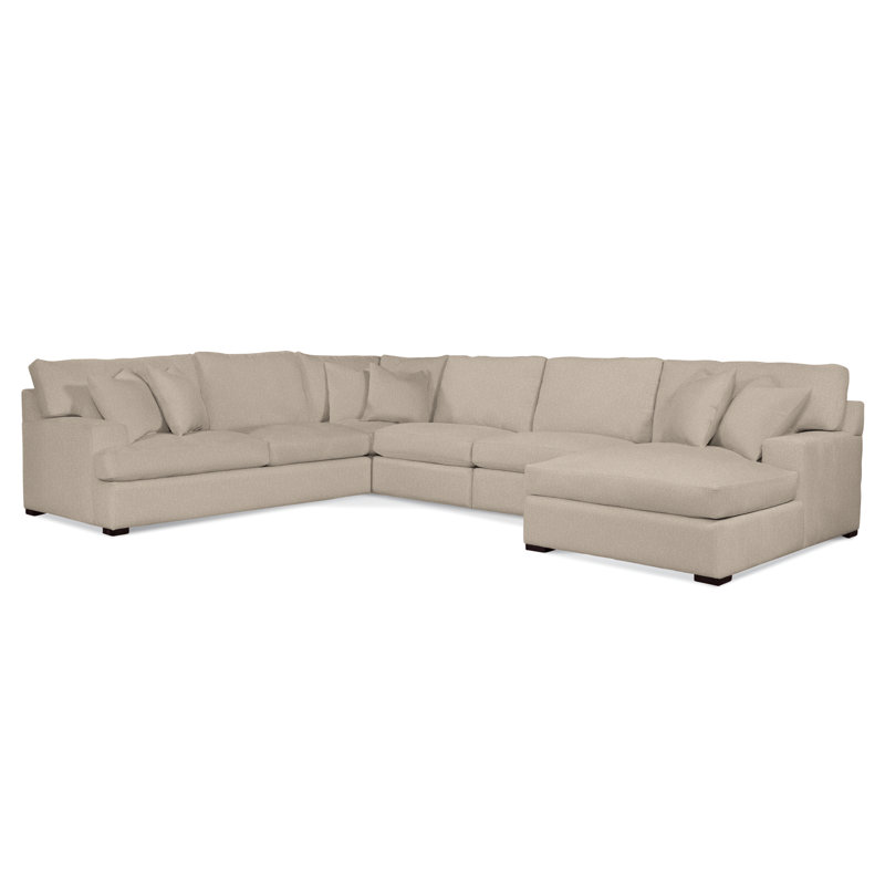 Cambria Upholstered U-Sectional, Java Finish, Oatmeal Crypton Performance; 0822-74, Left Hand Facing