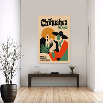 Chihuahua Mexico Vaquero Retro Traditional Vintage Landscape Plant Wall Art Print 1 Piece Wrapped Canvas Wall Art