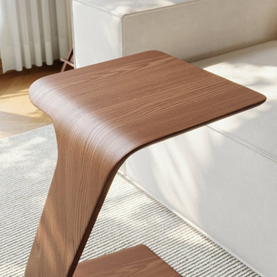 Table d'appoint moderne en forme de C 15 po avec roulettes