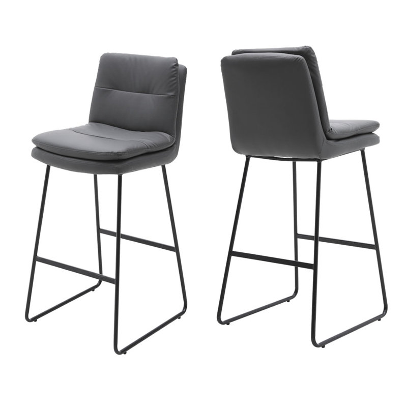 Carena Upholstered Counter Stool with Metal Frame, Grey