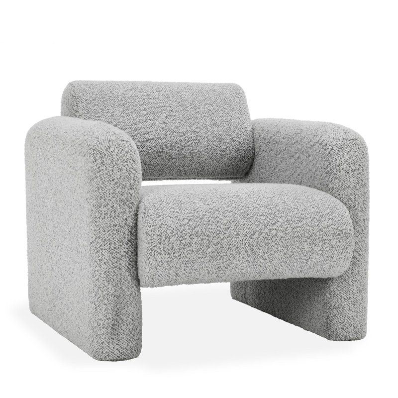 Mercury Gray Handcrafted Boucle Fabric Accent Chair