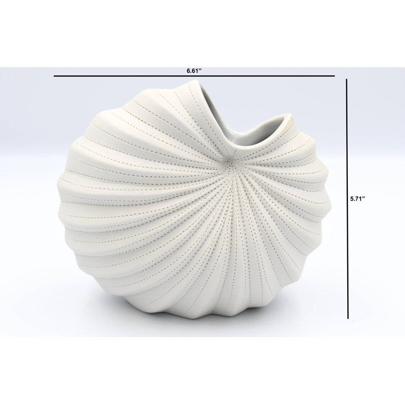 Avalo Handmade Table Vase, 5.7" H x 6.6" W x 3.4" D, White