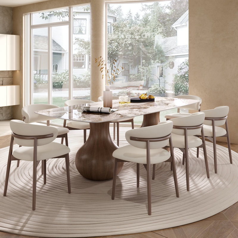 Ensemble de grande table de salle à manger 8-10 personnes noyer foncé, H 29,5 po x l 94 po x P 43,3 po, Noyer foncé