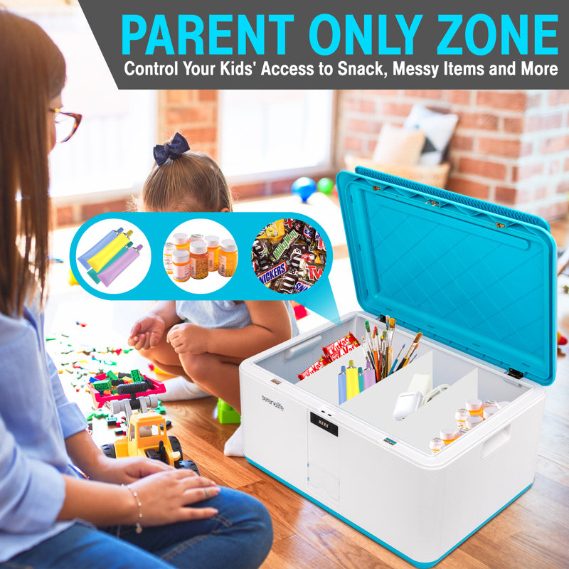 SereneLife Light Blue and White Lockable Storage Box with Combination Lock