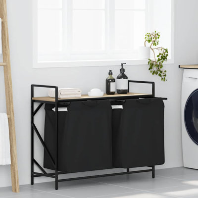 Laundry Basket 2 Compartments With Wheels