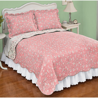 Courtepointe réversible en microfibre Floral Rose