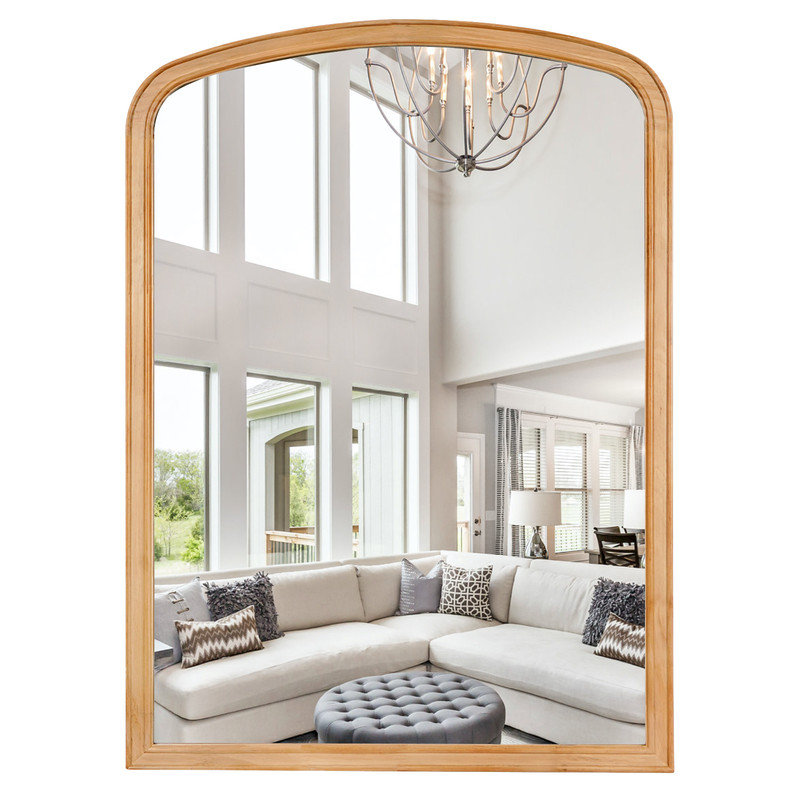 Chadwood Solid Wood Arch Mirror, 36'' x 24'', Natural Wood