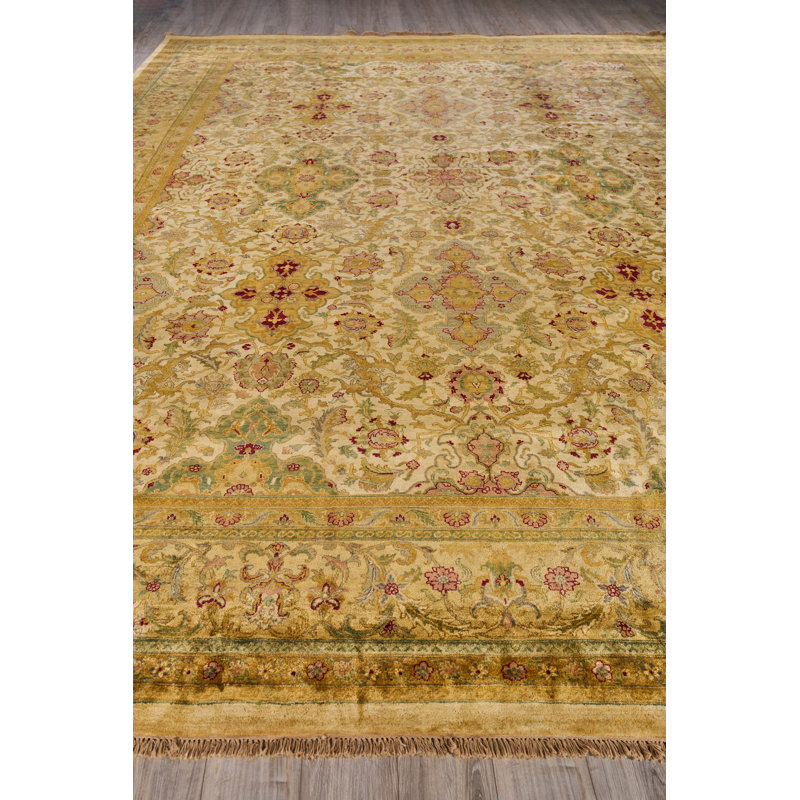 Hand-Knotted Red and Gold Medallion Wool Area Rug