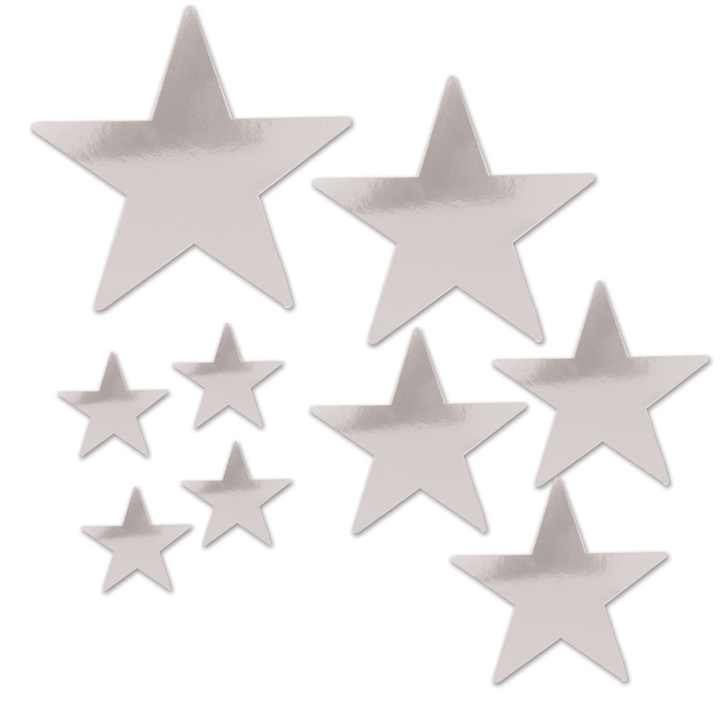 Pkgd - Étoiles découpées en aluminium - Assortiment - paquet de 12, Argent