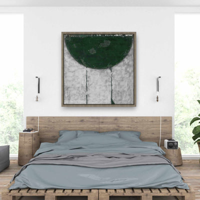 Green Half Circle - Abstract Contemporary Framed Canvas Art