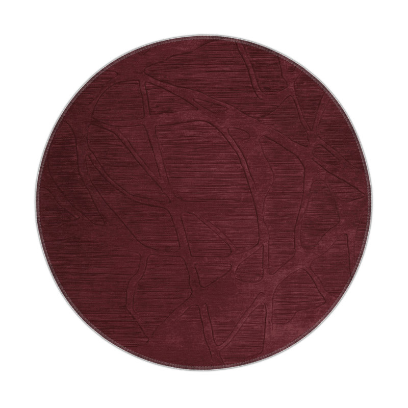 Tapis rouge abstrait intérieur et extérieur, Rond 5 pi