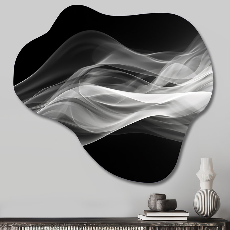 Décoration murale abstraite noire et blanche abstraite II - Vagues modernes abstraites en forme de nuage, H 28 po x l 25 po