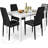 4 - Person Faux Marble Top Four Leg Dining Set-415357297-415357296