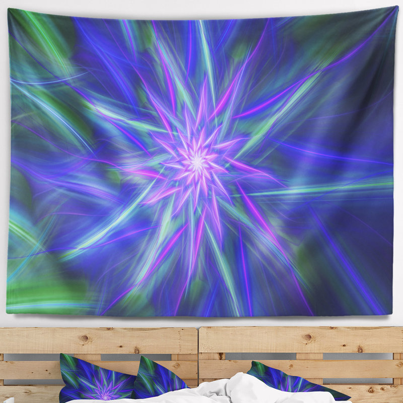 Tapisserie fleur de bleu exotique, H 78 po x l 92 po
