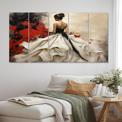 Fashion Red Dress Elegance UnveILE - Ensemble d'art mural en métal Fashion