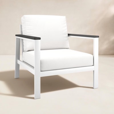 Fauteuil club d'extérieur en métal avec coussin Sunbrella Weston