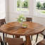 Table de salle à manger ronde de style campagnard, table de cuisine rustique pour 4 personnes, table de salle à manger à base croisée