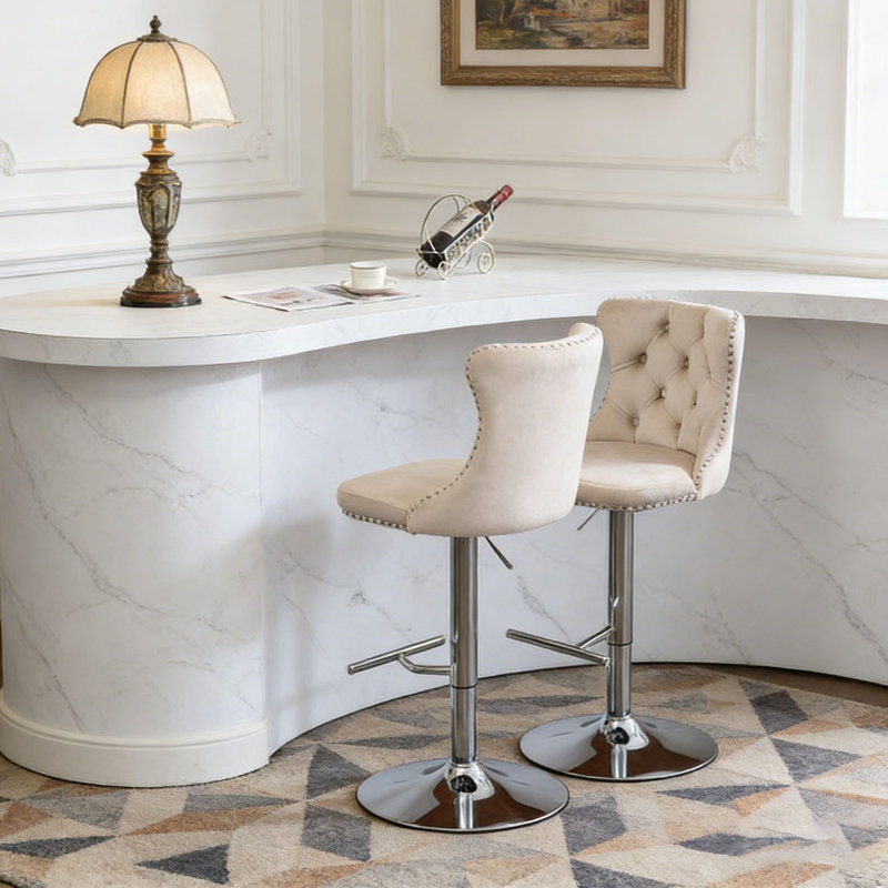 Tabourets de bar modernes et rembourrés, Beige