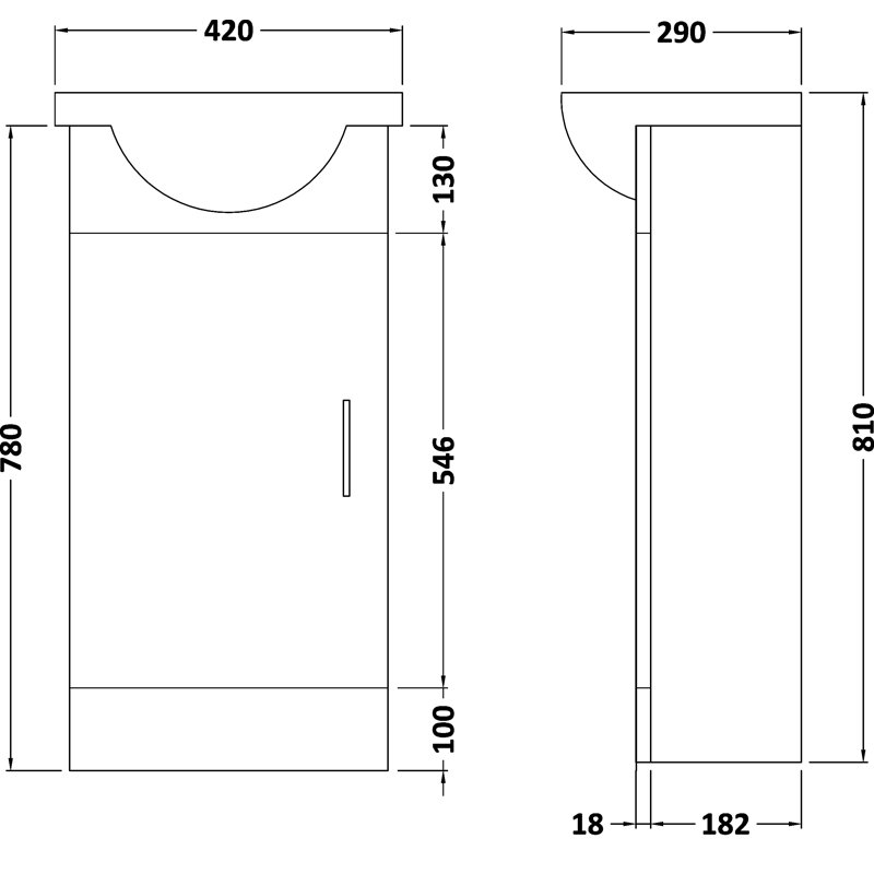 Single Bathroom Vanity with Integrated Ceramic Basin