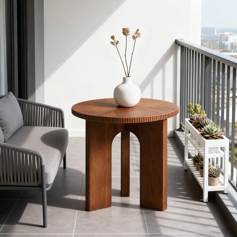 Retro Wanlut Solid Wood Round Coffee Table