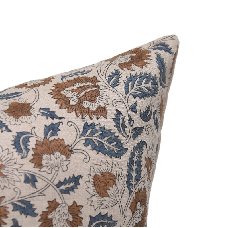 Fabdivine Mandakni Handmade Block Print Linen Pillow Cover Boho Decorative Cushion with Zipper Size-26X26 Inch, 26"H x 26"W