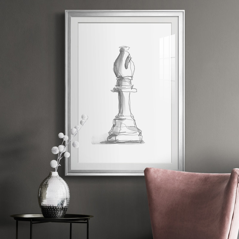 " Chess Piece Study IV ", 42.5" H x 30.5" W x 1" D, Silver