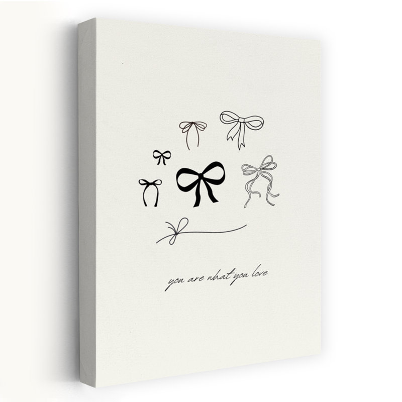 Delicate Ribbon Bows Classic Minimalist Traditional Wall Art Print 1 Piece Wrapped Canvas Wall Art, 91.44cm H x 60.96cm W