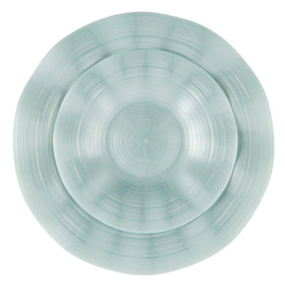 COMBO SET Ribbed Collection 10 Inches & 7 Inches Teal Pearl Plastic Dishware