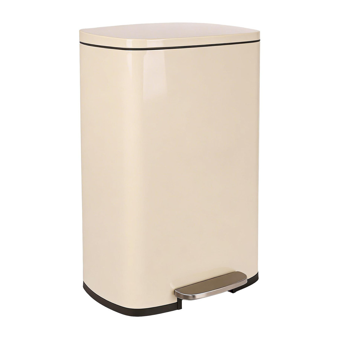 B&Q - 50L Kitchen Waste BinBeige Soft Close Kitchen Trash Can Stainless Steel Rubbish Pedal Bin With Inner Bucket - Image 3