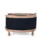 Lit moyen pour animal de compagnie en tissu bleu marine, de style contemporain avec coutures en losange et structure en bois de bouleau