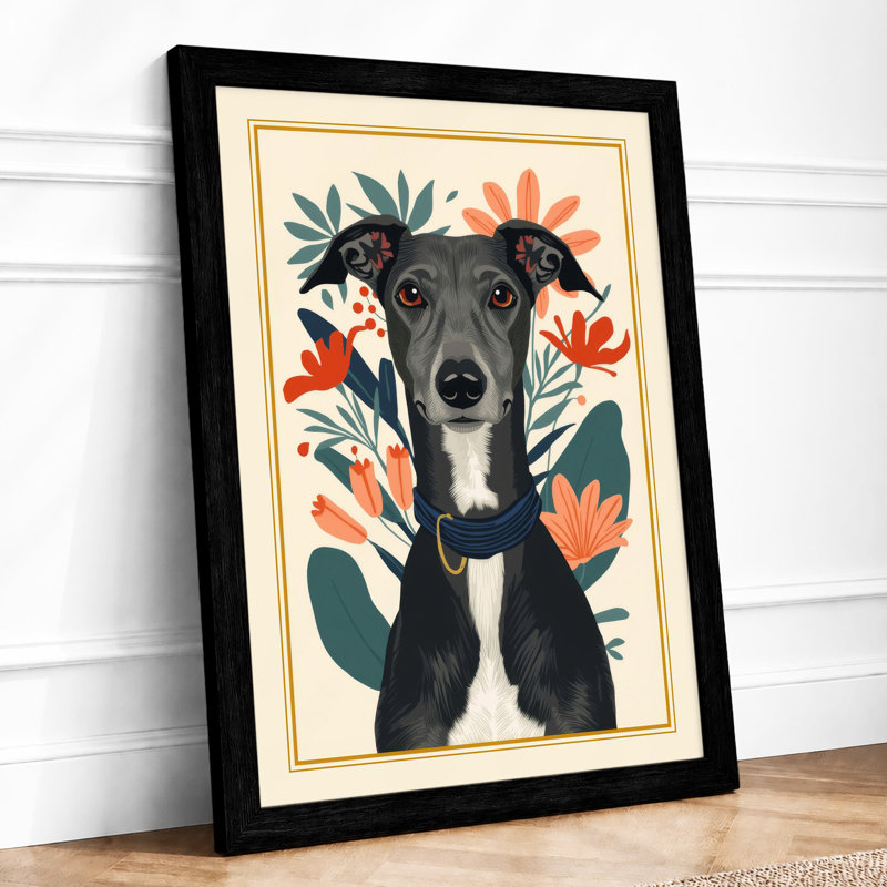 Dapper Dog Portrait Boho - Framed Print, Black, A3 - 42.0 x 29.7 cm