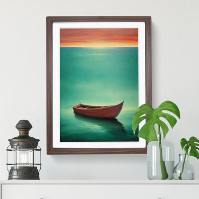 Wooden Boat On The Ocean - Single Picture Frame Print