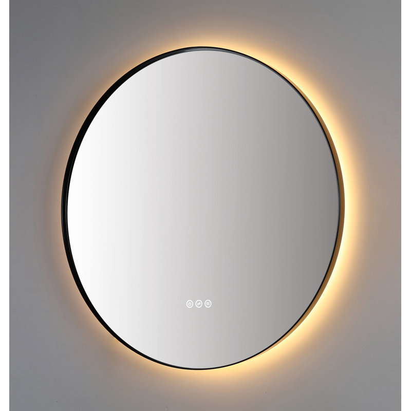 Shell LED Mirror, 29.52" x 29.52", Round, Matte Black