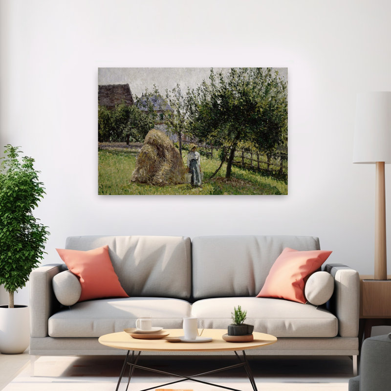 Pommiers à Eragny, matin ensoleillé, 1903. Estampe murale impressionniste rustique abstraite représentant un paysage de fruits.