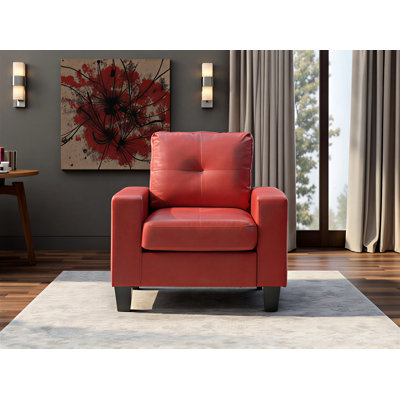 Fauteuil club rouge Worthen en similicuir