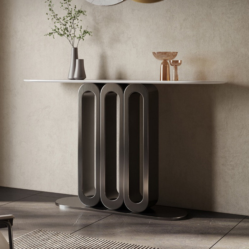 Console de style italien de luxe minimaliste, H 33,9 po x l 55,1 po x P 13,8 po, Gris foncé