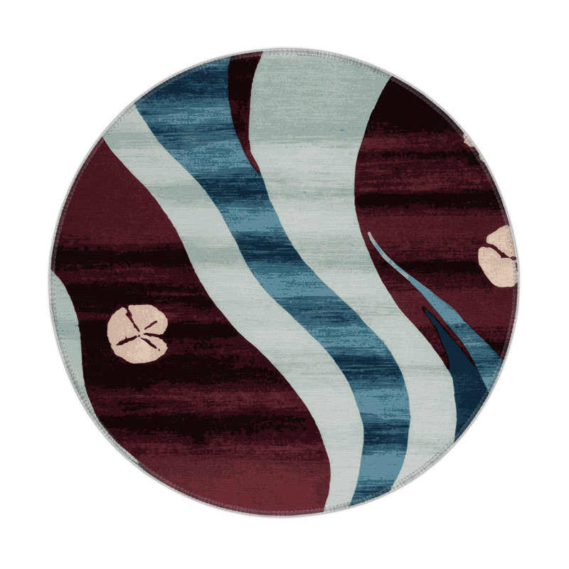 Watercolor Brown Indoor and Outdoor Area Rug, Round 5'