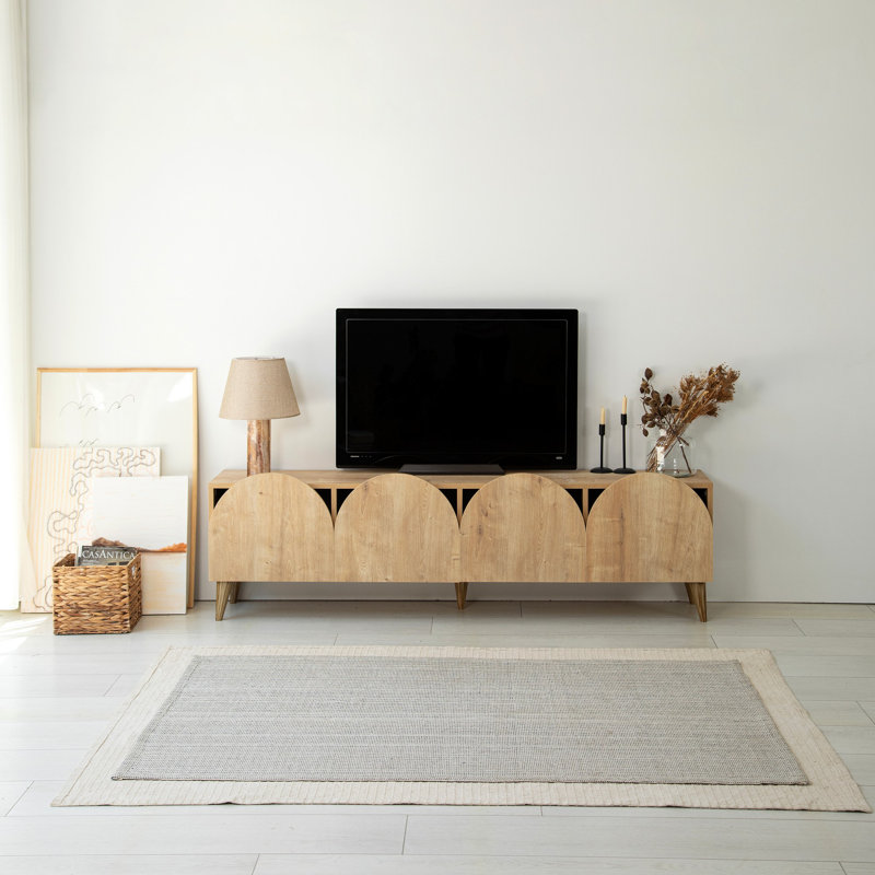 Modern Oak TV Stand, 70.9 x 19.7 x 13.8 inches | 100% Melamine Coated Chipboard with PVC Edge Bands | Stylish Scandinavian Design, Durable Construction, Perfect for Living Room & Media Rooms, Disassembled for Easy Assembly