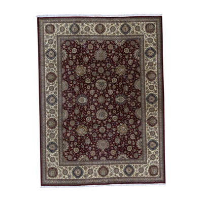 Manchuria Hand-Knotted Wool WINE / CREAM Area Rug