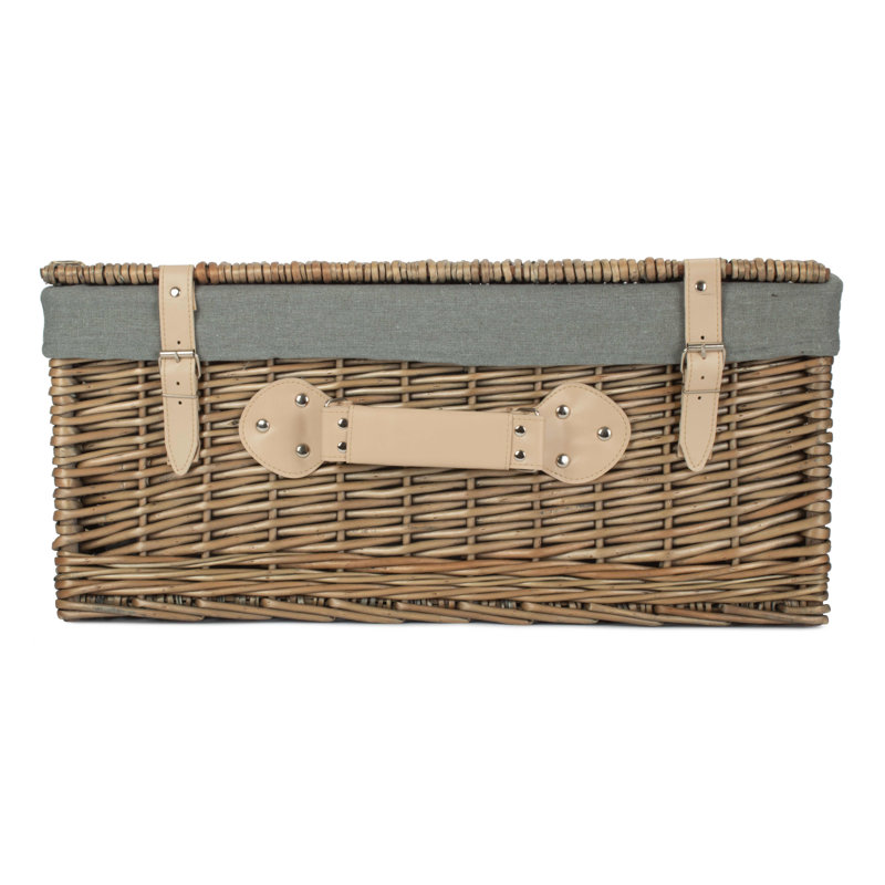 Wicker Hamper with Lining, Antique Wash/Grey, 26cm H x 56cm W x 37cm D
