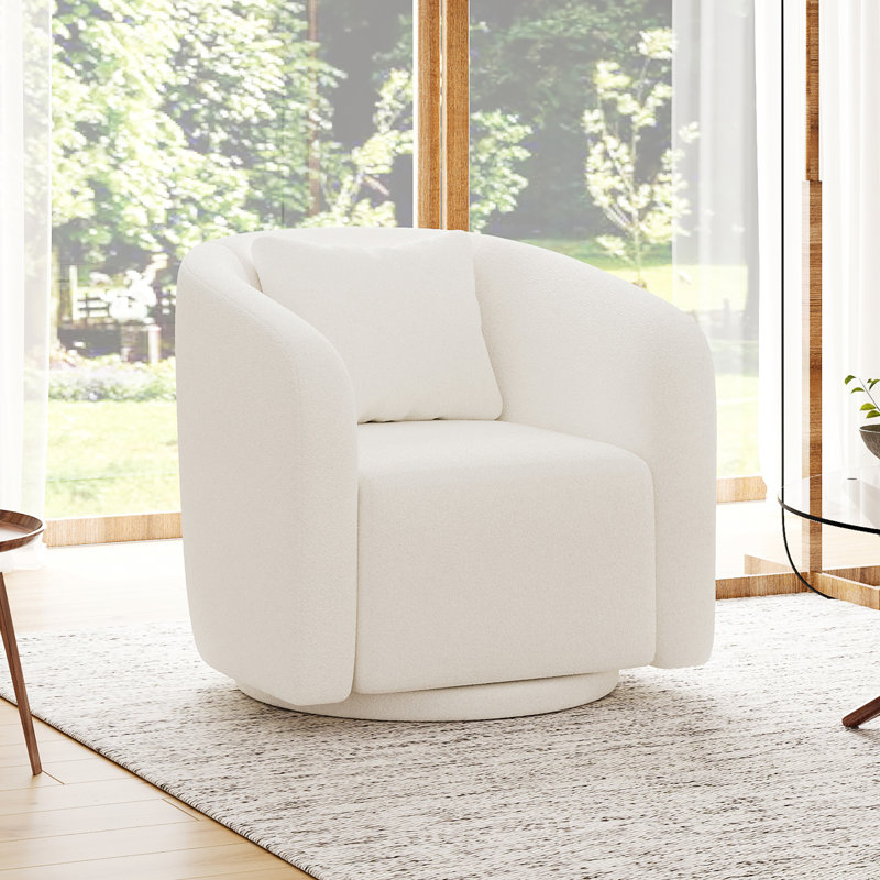 Fauteuil pivotant rembourré Boucle, Blanc