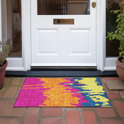 Tapis intérieur / extérieur noir lavable à la machine 1 pi 8 po x 2 pi 6 po Chayden ACN961