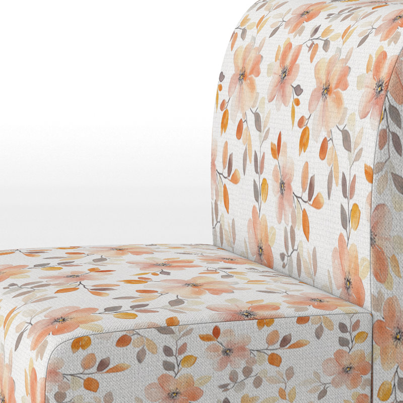 Fauteuil d'appoint Boho - Fauteuil de chambre orange et cerisier blanc, Pantoufle sans accoudoirs