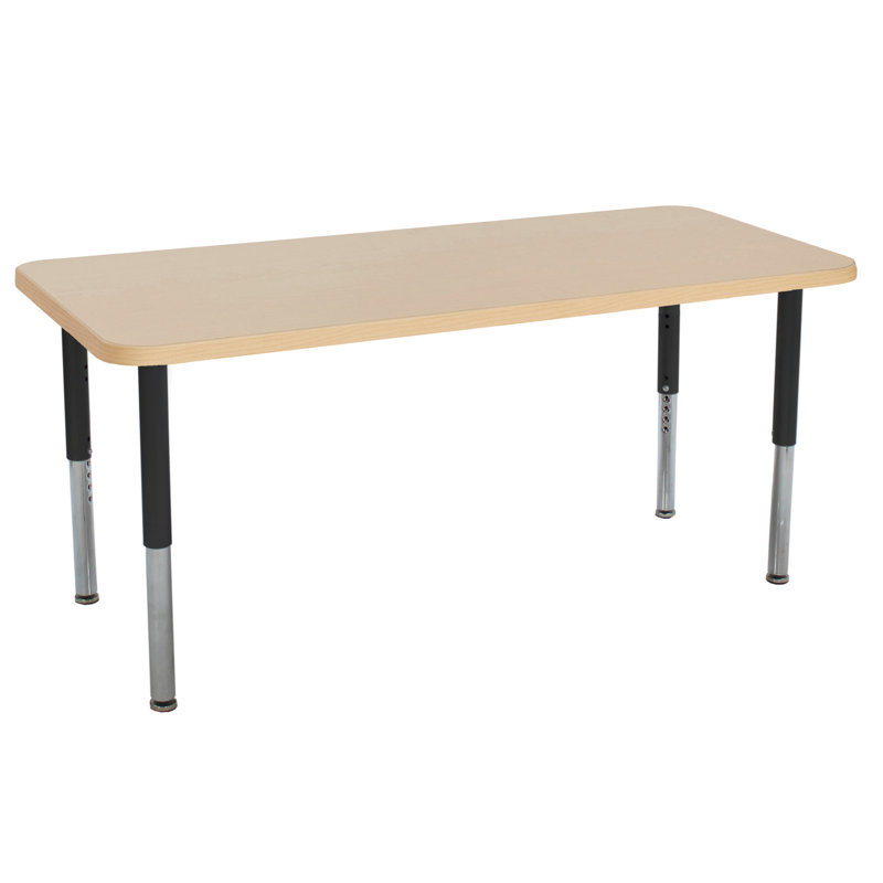 Rectangle La Madera Activity Table with Adjustable Legs, 30" x 72", Super, Maple Grain/Black