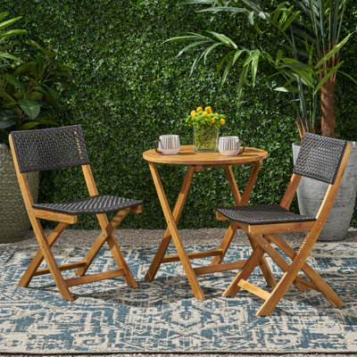 Ensemble modulaire d'extérieur 3 pièces avec table basse et 2 chaises sans accoudoirs
