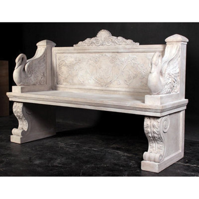 Banc d'extérieur néoclassique en résine Swan